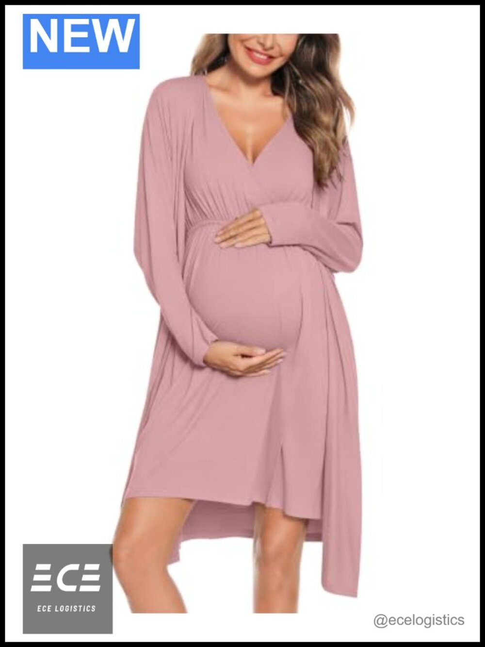 2pc Maternity Nursing Gown and Robe Set Sleeveless Breastfeeding Nightgown